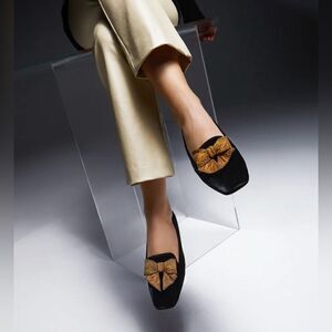 Elegant Black and Gold Loafers